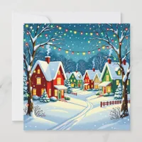 Vintage Christmas Village Personalized  Holiday Card