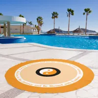 Radiate Happiness Orange Evil Eye Round Beach Towel