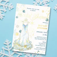 Winter Wonderland Snowflake Dress Bridal Shower Foil Invitation