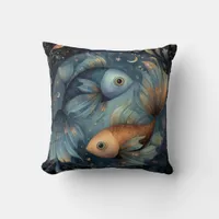 Pisces Fish Zodiac Astrology Celestial Birthday Throw Pillow