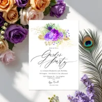 Mardi Gras Inspired Purple and Gold Floral Garden  Invitation