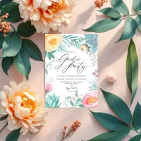 Dusty Pastel Tropical Floral Summer Garden Party Invitation