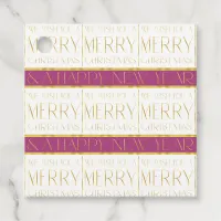 Magenta Gold Christmas Pattern#35 ID1009 Favor Tags