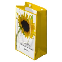 Sunflower on White Wedding Thank You Small Gift Bag