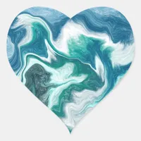 Turquoise and Blue Swirls Abstract Heart Sticker