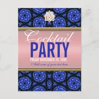 Blue+Pink Cocktail Party Invitation Postcard