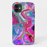 Colorful Swirls Marble Fluid Art Abstract Bubbles iPhone 11 Case