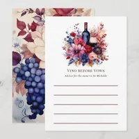 Vino Before Vows Floral Wine Bridal Shower Advice Card