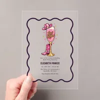 Last Rodeo Disco Cowgirl Bachelorette Party Acrylic Invitations