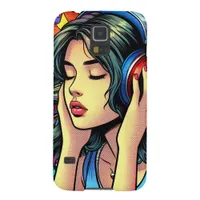 Girl Listening to Music on Headphones Psychedelic Case For Galaxy S5