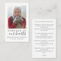 Forever in Our Hearts Memorial Prayer Card