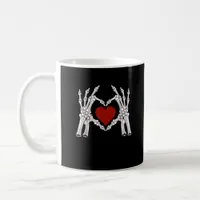 Skeleton Hands Form A Heart With Red Heart Bright  Coffee Mug