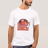 Unicorn Flamingo Beach T-Shirt