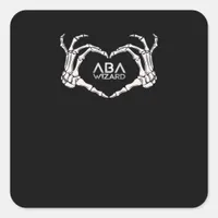 Wizard Classic - Skeleton Hands Heart Square Sticker
