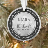 Elegant 25th Silver Wedding Anniversary Ornament