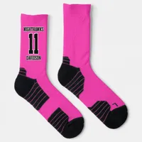 Team Number Name Hot Pink Sports Uniform Socks