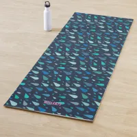 Rainy day pattern with blue raindrops yoga mat