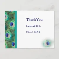 peacock wedding Thank You Postcard