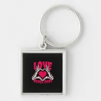 Funny Valentines Day Skeleton Heart Hands Keychain