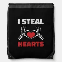 Steal Hearts Valentines Day Funny Skeleton Hand Drawstring Bag