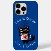 Life is Better with Cats and Coffee Cat Hearts Case-Mate iPhone 14 Pro Max Case