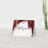 Ruby Red Garnet Watercolor Geode BarefootBride™ Thank You Card