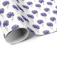 Abstract Purple Flower Doodle Art Style Wrapping Paper