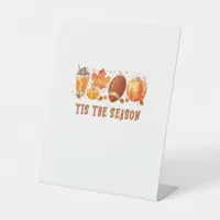 Tis The Season Leopard Football Halloween Fall Pedestal Sign