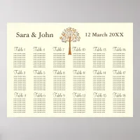 Fall tree Rustic wedding Seating Chart