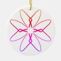 Pink Boomerang Doodle Mandala #17  Ceramic Ornament