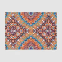Boho Eclectic Teal Blue & Orange Ochre Mosaic Tissue Paper