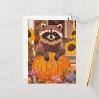 Autumn Raccoon Postcard