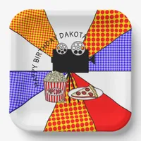 Retro Movie Night Birthday Party   Paper Plates