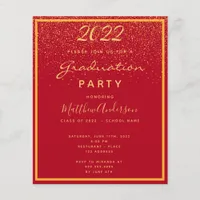 Budget Graduation 2025 party red gold invitation