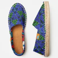 Blue Flowers in a Kaleidoscope Pattern Espadrilles