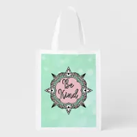 Be Kind | Mint Green and Pink Grocery Bag