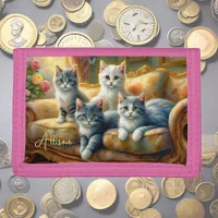 Cats on the sofa - cute scene in vintage look trifold wallet