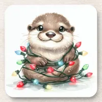 Christmas Otter Beverage Coaster