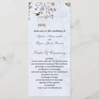 floral blue bird cage, love birds wedding programs