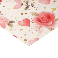 Valentine's Pink Watercolor Roses and Hearts  Tissue Paper