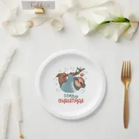 Lazy Sloth Christmas  Paper Plates