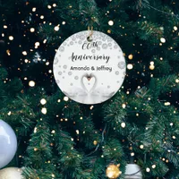 60th diamond wedding anniversary white swans ceramic ornament