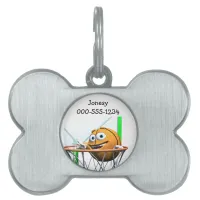 Funny Cartoon Basketball in a Hoop Pet Tag