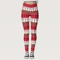 Ugly Sweater Knitted Hygge Angels Hearts Christmas Leggings