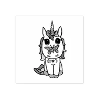 Pretty  Unicorns with Butterfly on Nose Rubber Stamp