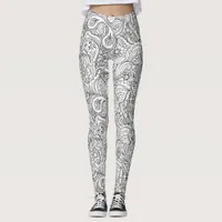 Black and White Butterfly Abstract Pattern Legging