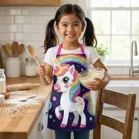 Cute Magical Sparkly Galaxy Unicorn Rainbow Apron