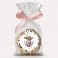 Floral Holy Cow First Birthday Favor Sticker