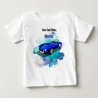 Classic Retro Blue Sports Car Birthday Adventure Baby T-Shirt