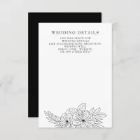 Minimal Elegant Floral Sketch Wedding Enclosure Card